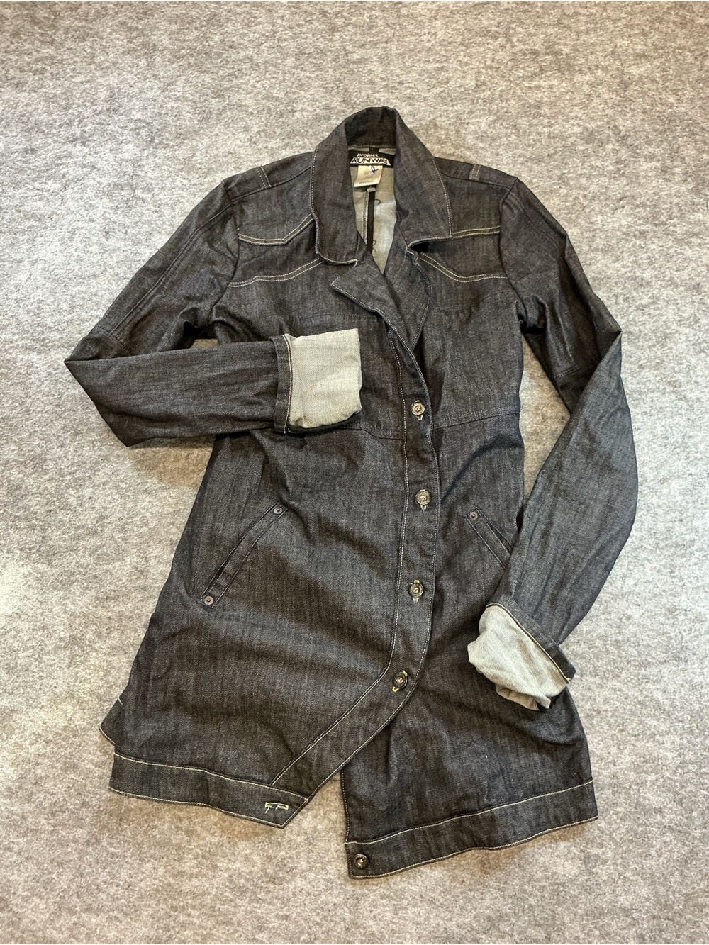project RUNWAY Levi’s Dark Gray Denim Longline Jacket
